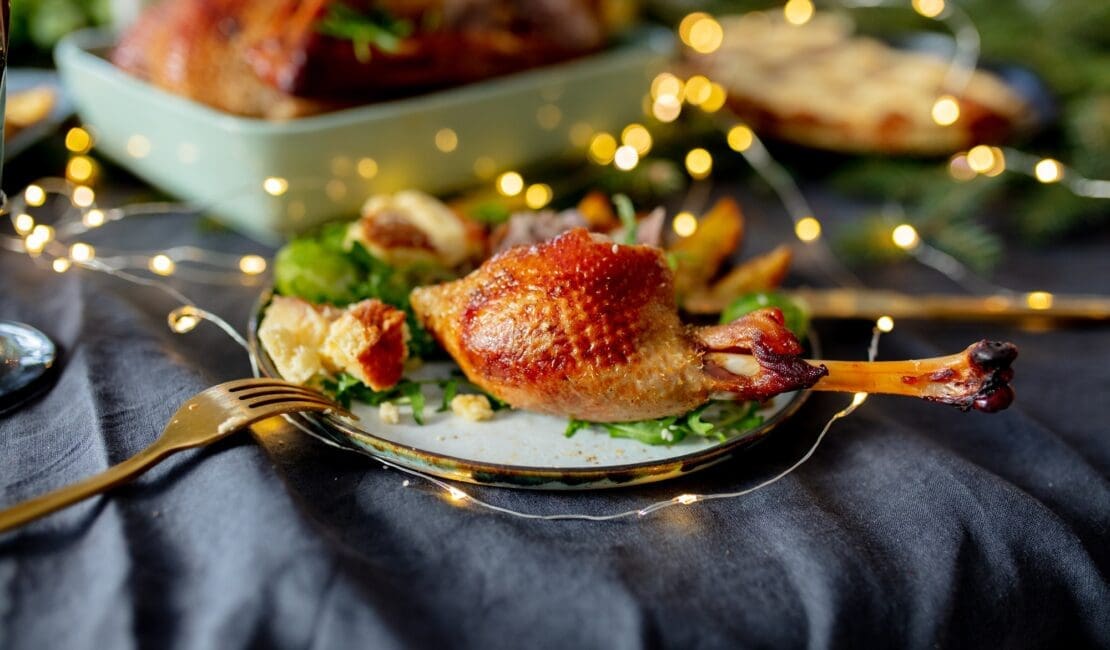 Christmas turkey on a plate in Holiday time